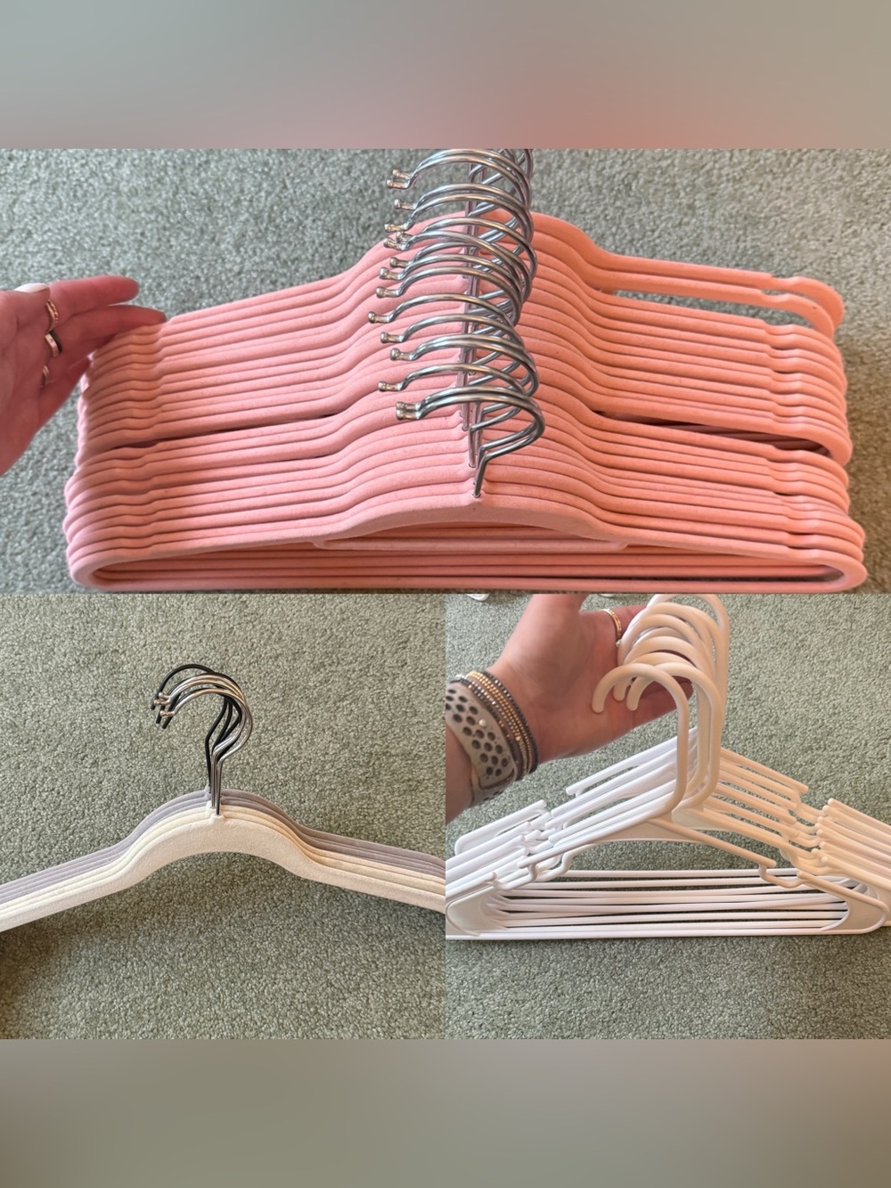 38 HANGERS, 22 FELT PINK, 9 FELT TOP, 9 PLASTIC, REGULAR SIZE